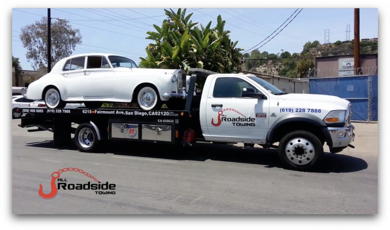 Flatbed with classic car