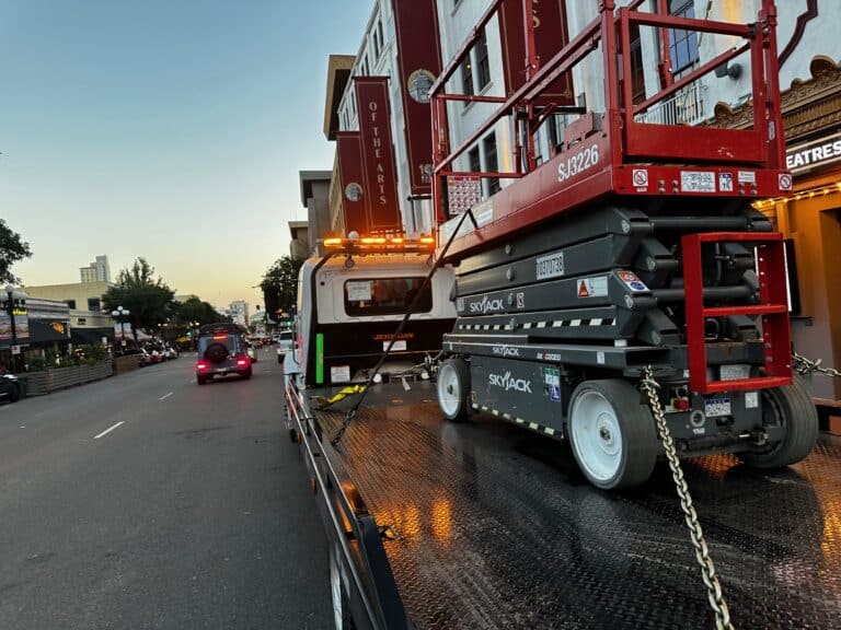 All Roadside Towing impounds a scissor lift... we're the best Towing Company in San Diego.